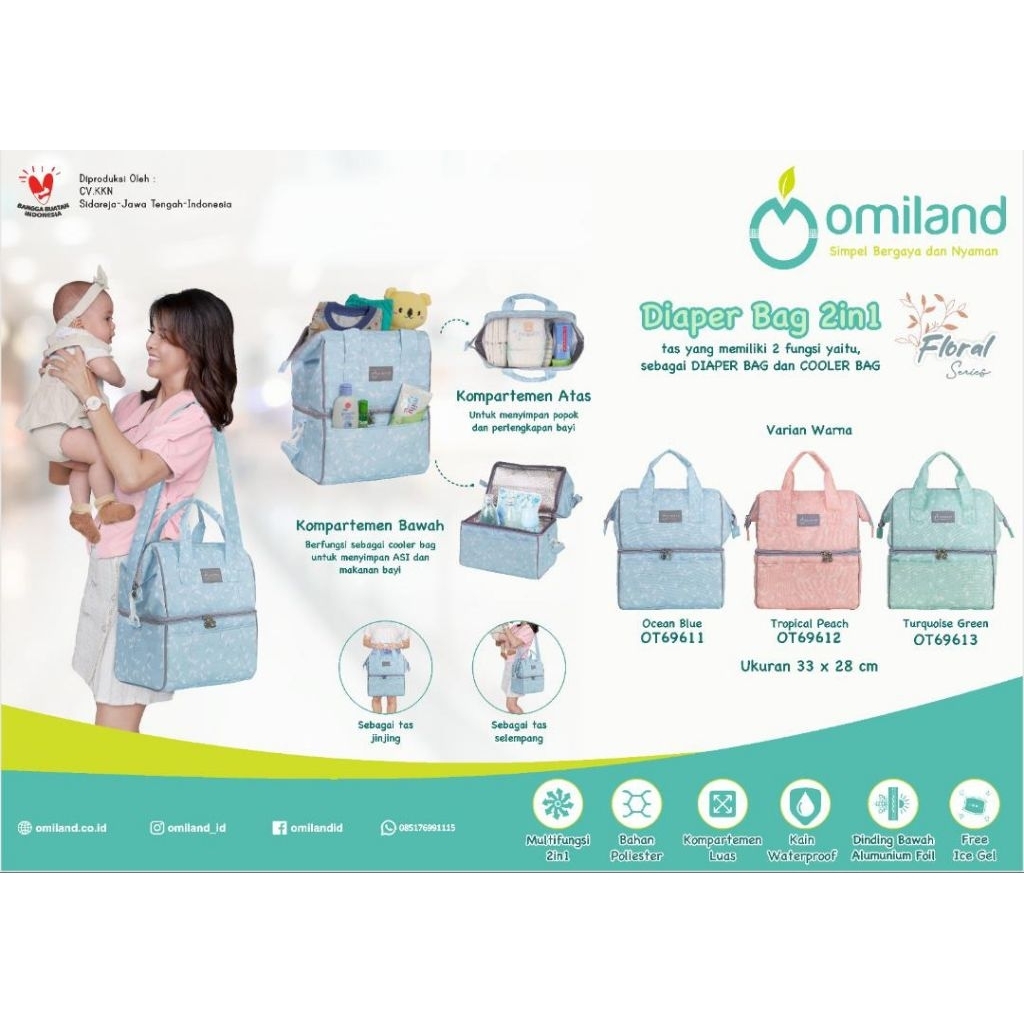 OMILAND DIAPER BAG 2 in 1 (CELLER BAG) FLORAL Series