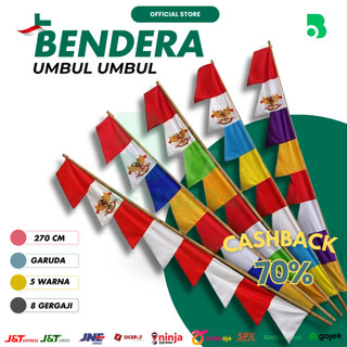 Bendera Umbul Umbul Garuda 3 Meter | 8 Mata Gergaji | Warna Lengkap