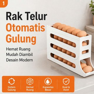 Frankybee 4 Tingkat 30 Telur Dispenser Telur Otomatis Baki Telur Pengatur Kulkas Telur Rak Telor Susun Egg Box