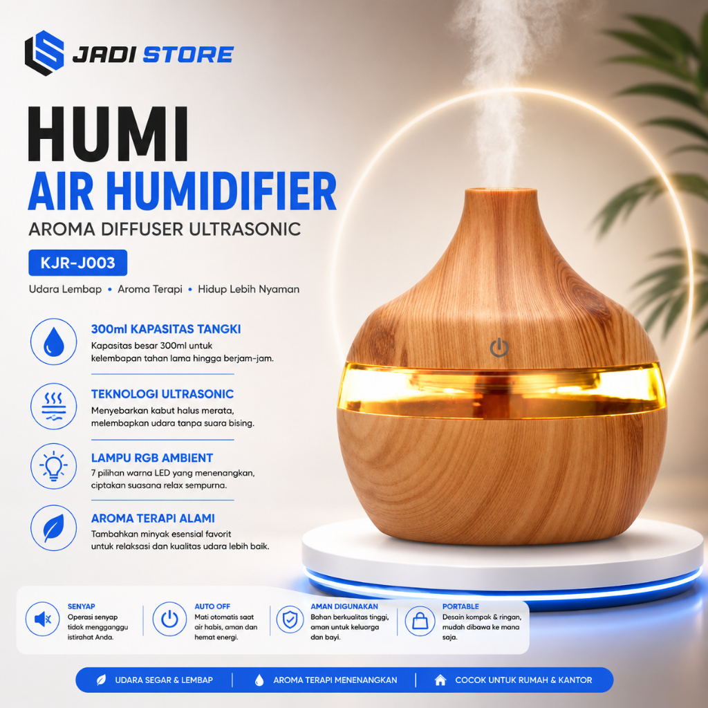 เครื่องทาฟแวร์ UMI Air Humidifier Mini Ultrasonic Aroma Diffuser RGB 300ml - KJR-J003 เครื่องฟอกอากา
