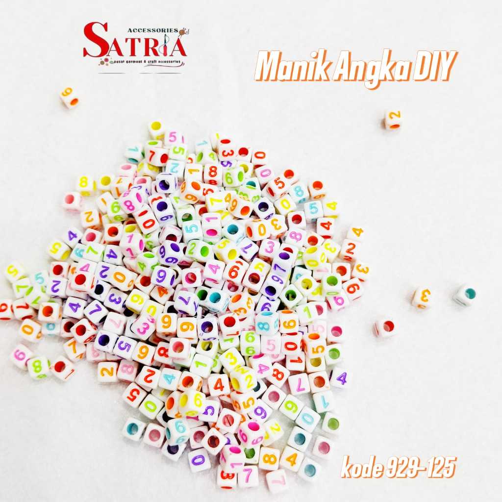 ลูกปัดตัวอักษรและตัวเลขทรงสี่เหลี่ยมสีสันสดใส 50 กรัม | PAREL VARIATION RBT 1 BKS ลูกปัด Number Cube