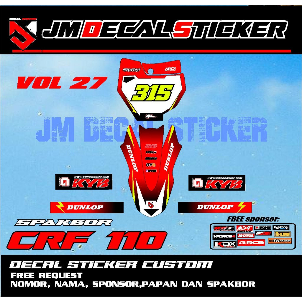 KTM NUMBER BOARD DECAL STICKER CRF 110 SPAKBOR ใหม่ล่าสุดสติกเกอร์ VIRAL JM vol 27