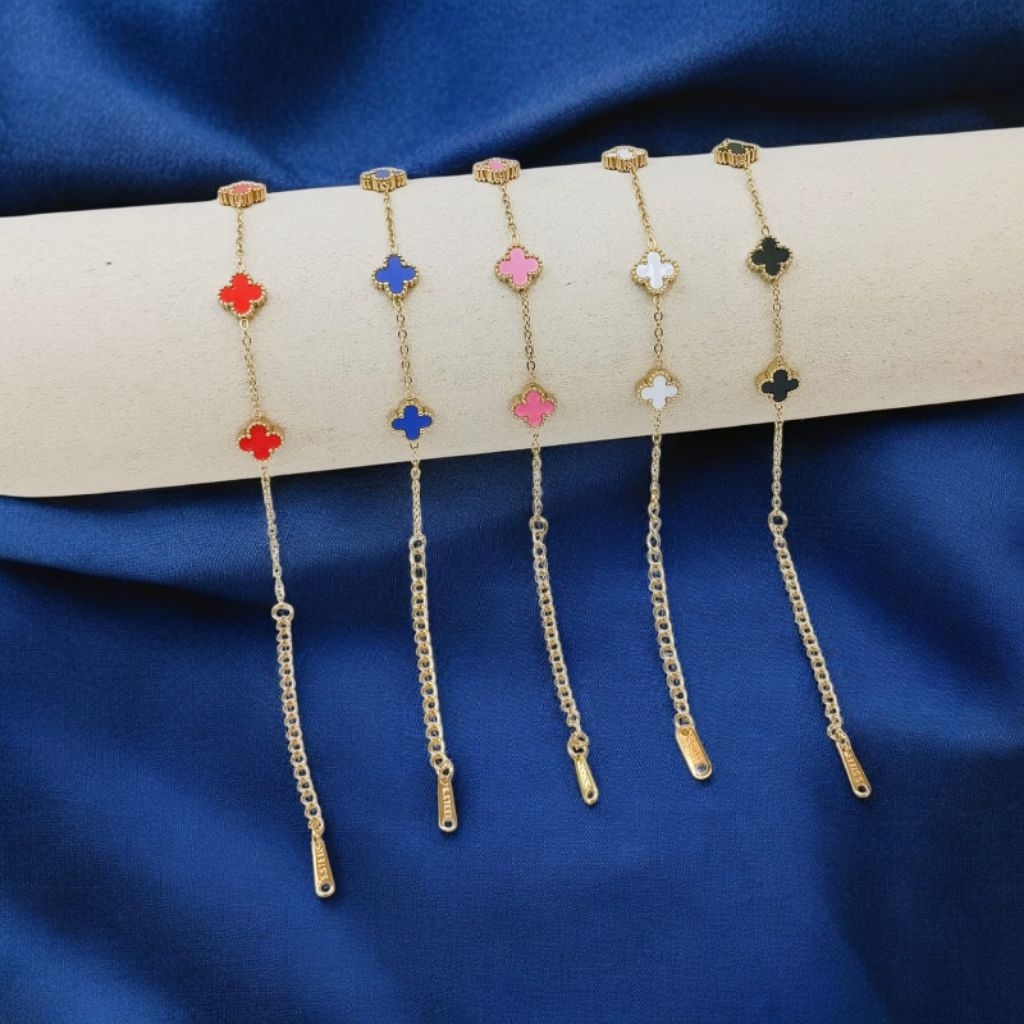 VCA FLOWER GOLD CHAIN TITANIUM BRACELET 0.9 CM