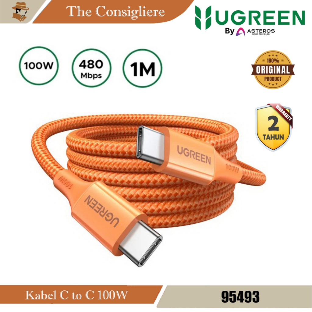 UGREEN สาย 100W/5A Type C ถึง Type C Nylon Braided 95493 70427