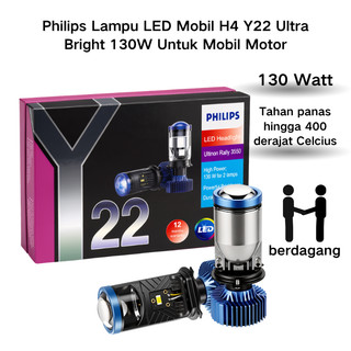 Philips Y22 H4  Lampu Depan LED Super Terang 130W untuk Mobil dan Sepeda Motor
