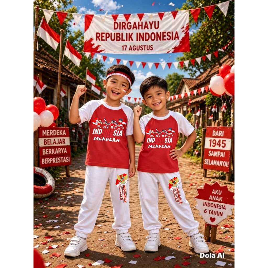 AS_STORE99 - CHILDRENS SUITS FOR AUGUST 17TH INDEPENDENCE DAY / SHORT T-SHIRT AND LONG PANTS JOGER R