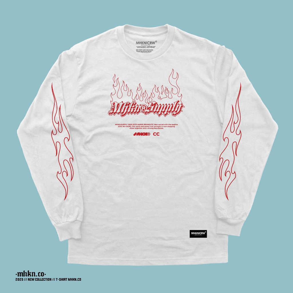เสื้อยืดแขนยาว Mhkn.co Regular fire domi | จี.บี