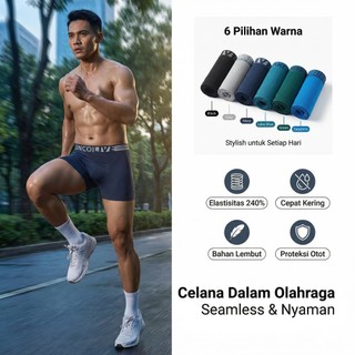 Beli 4 gratis 2 UNCOLIVE Celana Boxer Mulus Pria Padat Elastisitas Tinggi Celana Dalam 12PCS Warna Polos