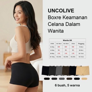 3pcs UNCOLIVE Boxre Keamanan Celana Dalam Wanita Elastisitas Tinggi Olahraga Women's Underwear Cewek CD Fit High Waist Seamless dengan Desain High Waist dan Konstruksi Seamless untuk Kenyamanan Maksimal