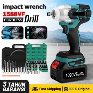 Cordless Impact Wrench 588V/1090V Brushless Mobil Impact Baterai Untuk Baut Mobil/Bor Impak Baut Beton Dinding Kayu 4.0Ah Baterai Besar