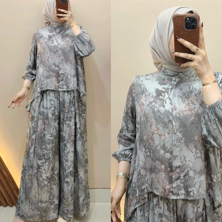 Candy Outfitku - One Set Ravena Blouse Kulot Lebar Rayon Busui Nyaman Cantik Adem Menyerap Keringat Jumbo untuk Wanita