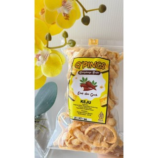 Kripik / Kerupuk singkong  Q'PINGS KEJU cemilan Enak, Gurih dan Renyah