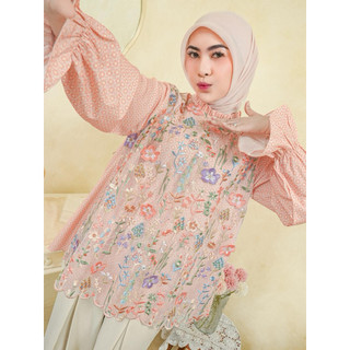 Kienka - Elena Lace Blouse Atasan Wanita Monogram Mix Lace