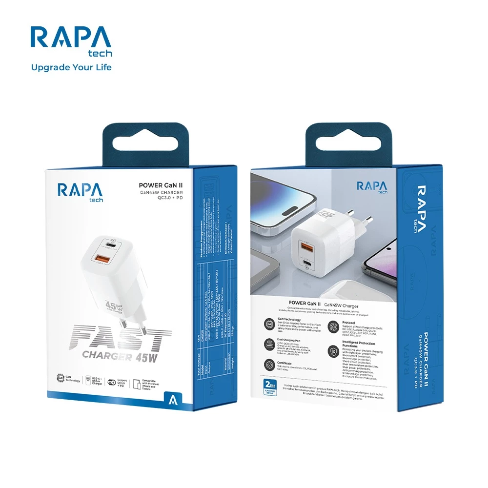 หัวชาร์จ HP RAPAtech GaN CH5120 45W Dual Port USB-C และ USB-A thumbnail 8