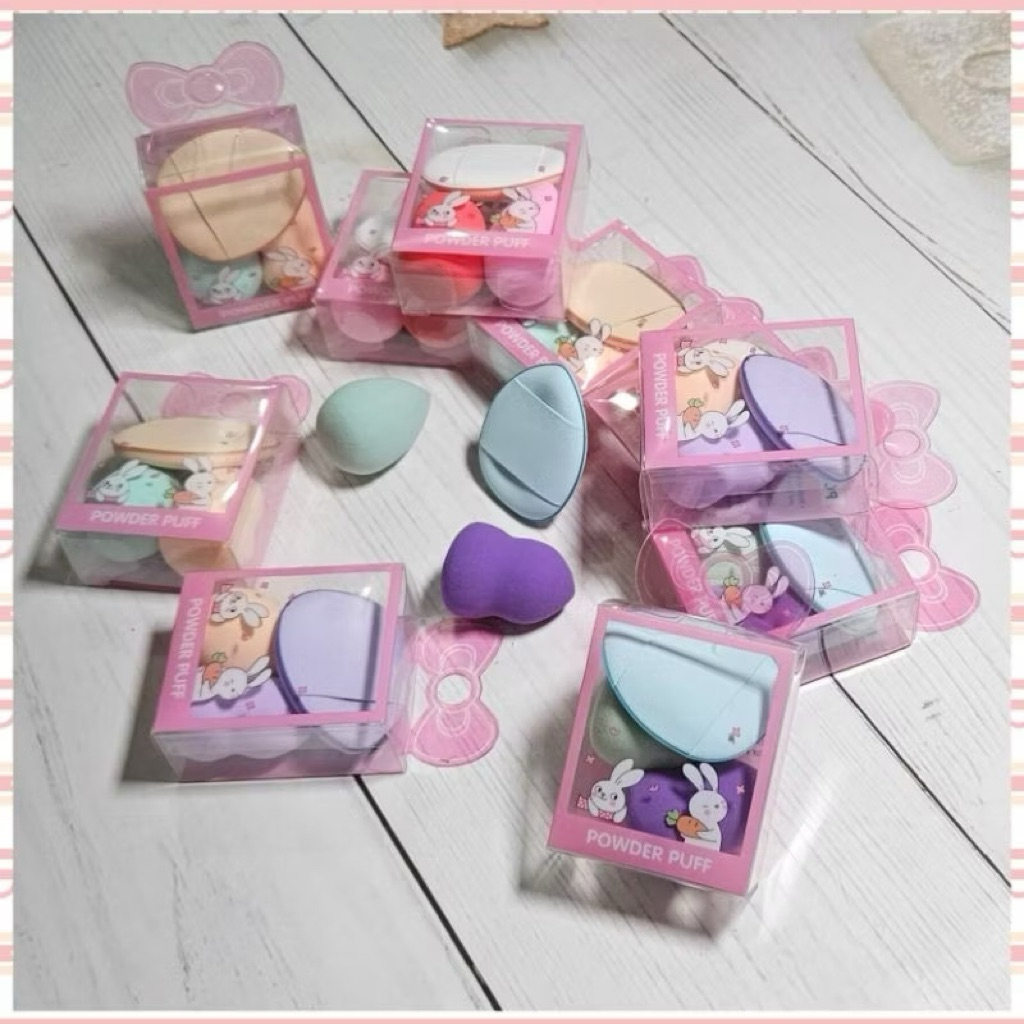 3in1 Beauty Blender ชุดฟองน้ําแต่งหน้าน่ารักและนุ่ม 3 ชิ้น Puff Cushion คอนซีลเลอร์ Contour