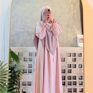 Malika Dress Abaya Wanita Muslimah Syar'i Simple Elegant bahan Sabrina Anti UV Premium
