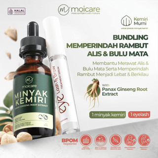 Moicare 2 PCS PAKET BUNDLING Minyak Kemiri Ekstrak Ginseng + Eye Lash & Brow Growth Serum Penumbuh Pelebat Rambut Hitam Penumbuh Pelebat Penebal Alis & Pemanjang Bulu Mata