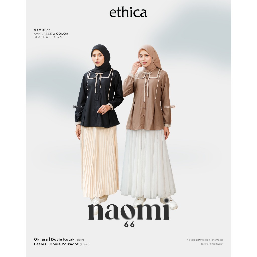 ETHICA NAOMI 66 (สีดํา, น้ําตาล) Premium Ruffle Poplin Womens Blouse