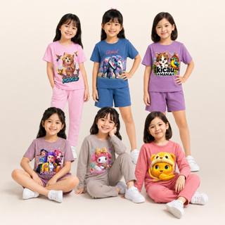 Paket Hemat (ISI 6) Setelan Anak Perempuan Usia 1-8 Tahun Motif Kicau Mania Viral