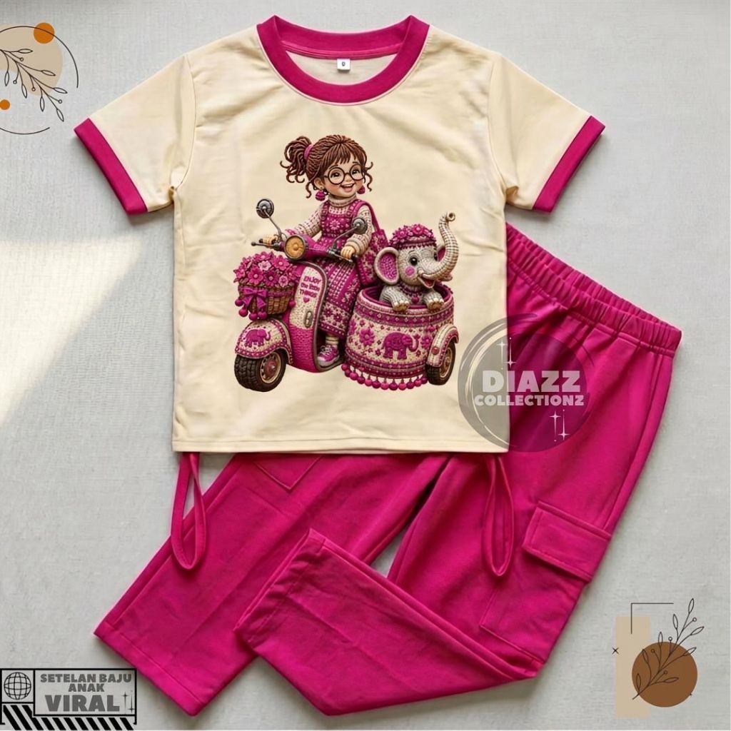 CUTE 3D THAILAND ELEPHANT GIRLS SUITS AGES 1-7 ปี