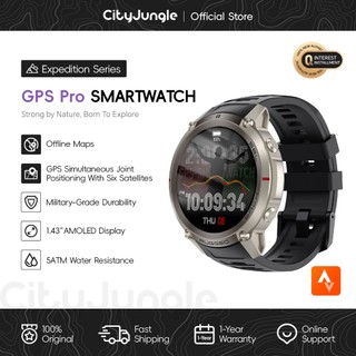 CityJungle GPS Pro Smartwatch Original 1.43 AMOLED Jam Tangan Pintar Pria Outdoor Sport 5ATM Waterproof Offline Maps GPS Multi Satelit Kompas Altimeter Heart Rate SpO2 Garansi 1 Tahun
