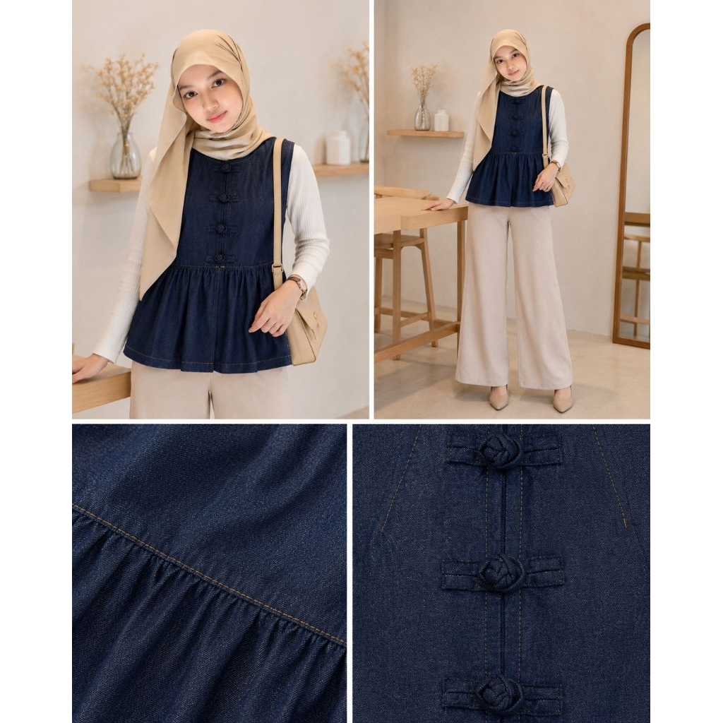 LUNARA DENIM VEST CHEONGSAM - ธาตุ
