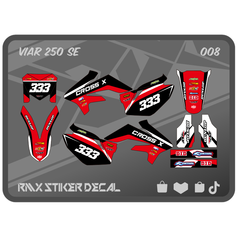 STABILO MERAH HIJAU VIAR 250 SE FULLBODY STICKER (008) CROSS X CX DECAL STICKER BLACK RED, GREEN, DA
