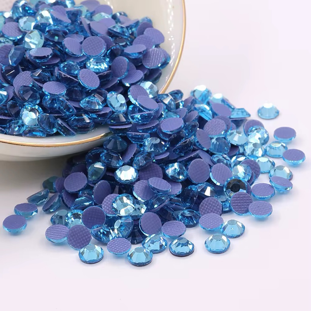 Aquamarine Crystal Rhinestones Hotfix Sequins Patch Mote Rub