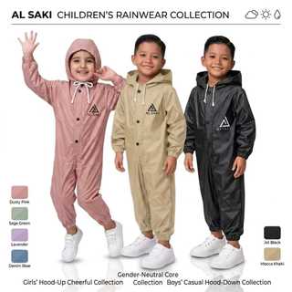 AL Saki - Mantel Anak JUMPSIUT PVC Premium Untuk  1- 6Tahun/Jas Hujan Anak Anti rembes