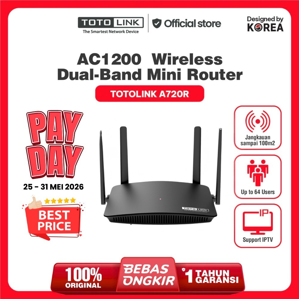 Totolink A720R - AC1200 เราเตอร์ดูอัลแบนด์ไร้สาย