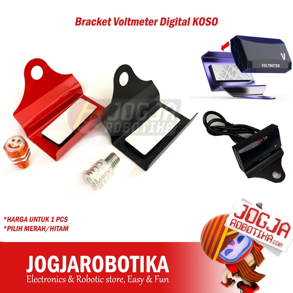 MERAH KOSO Motorcycle Digital Voltmeter Bracket Red/Black เลือก Variant