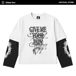 Clote Inc Boxy Oversize Double Sleeve Tshirt Unisex Cotton Combed 20s - GMYP White Black