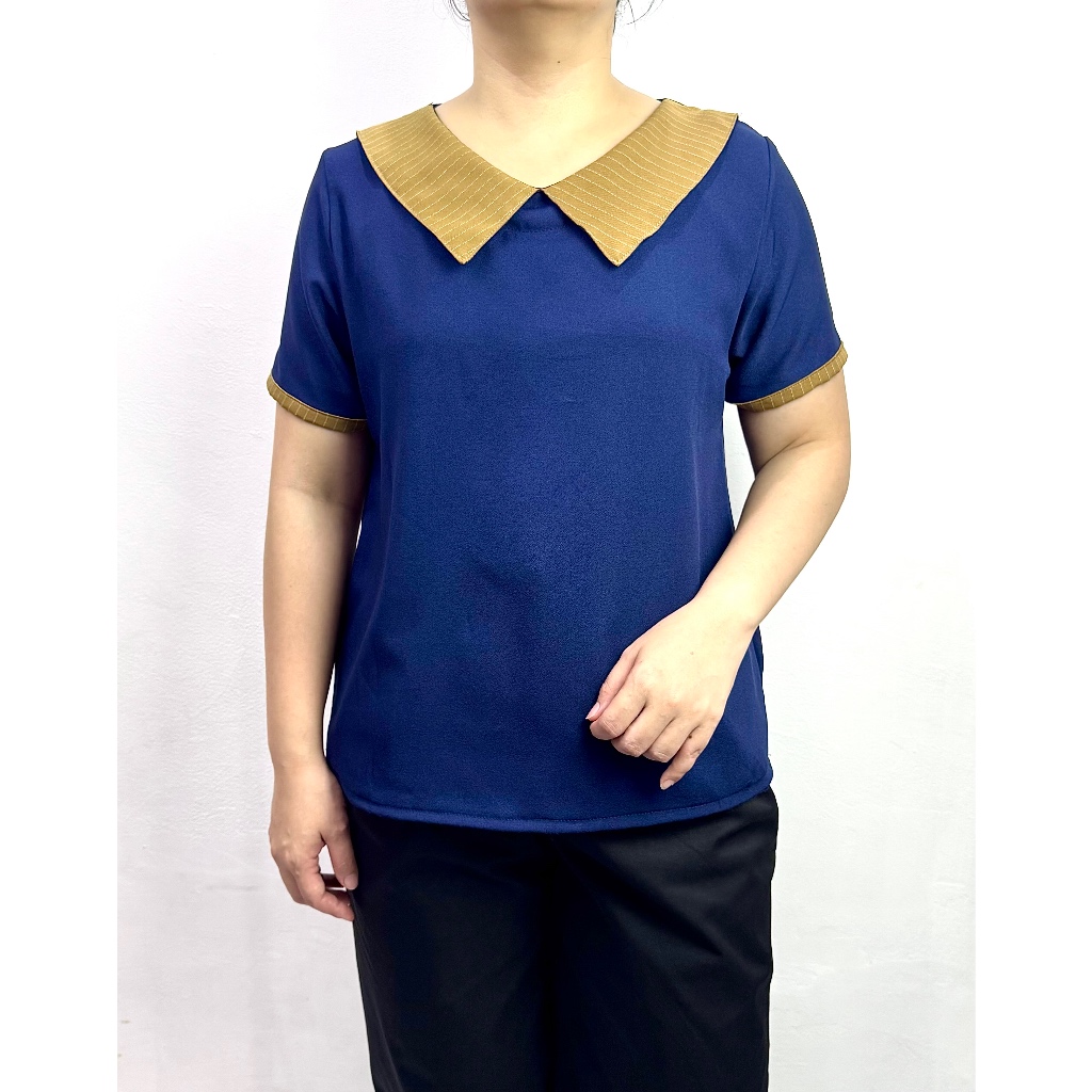 LVL - เสื้อโจวีน่า คอปกลายเสื้อลําลองผู้หญิงรุ่นใหม่จัมโบ้ Bigisize