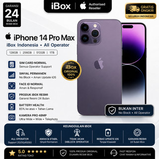 iPhone 14 Pro Max 128/256GB Like New – Original iBox, IMEI Terdaftar, Fullset, Garansi 12 Bulan, Harga Hemat