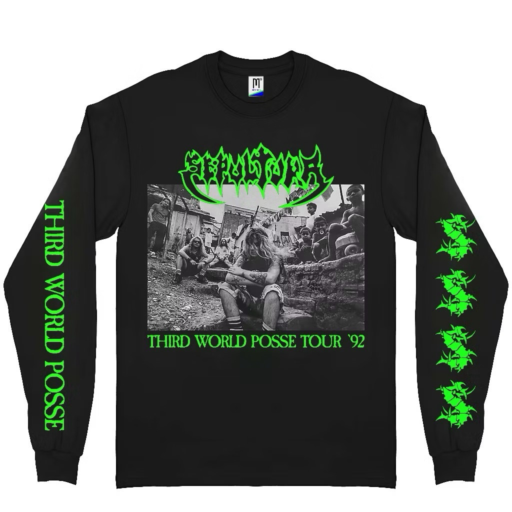 SEPULTURA โลกที่สามครอบครองทัวร์ 92 แขนยาว | เพลง LONG SLEEVE | วง LS | เสื้อยืดโลหะ LONG SLEEVE | วงแขนยาว | บูทแขนยาว