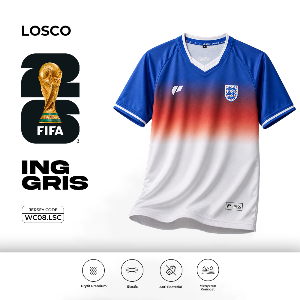 [ ENGLAND HOME JERSEY ] Premium Dryfit Jersey / Unisex ENGLAND Jersey - LOSCO