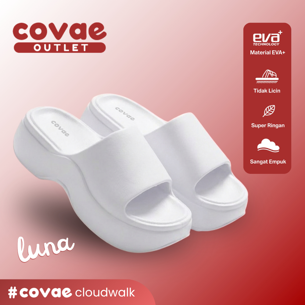 COVAE OUTLET LUNA Sandals Womens Plain Simple Waterproof Lightweight Slip-On Sandals - สีขาว