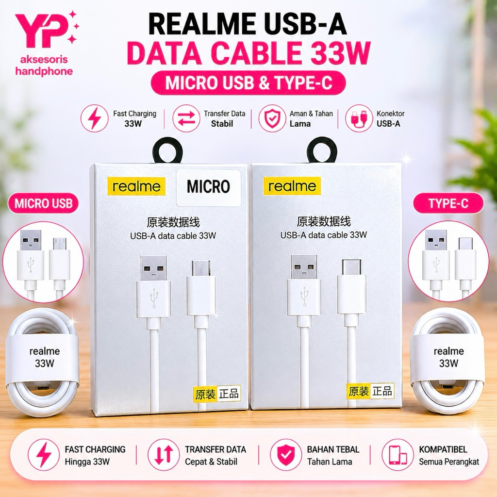 REALME 33W TURBO SUPERVOOC สายชาร์จเร็ว USB ถึง MICRO / TYPE-C Data Cable