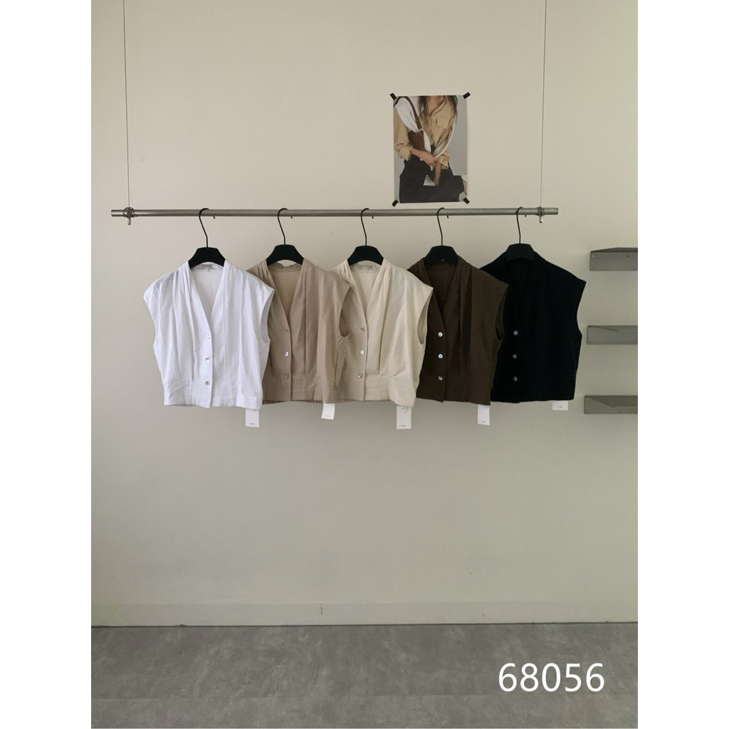 One-K 68056 เสื้อตัวนอกแขนกุดผ้าลินินผู้หญิง