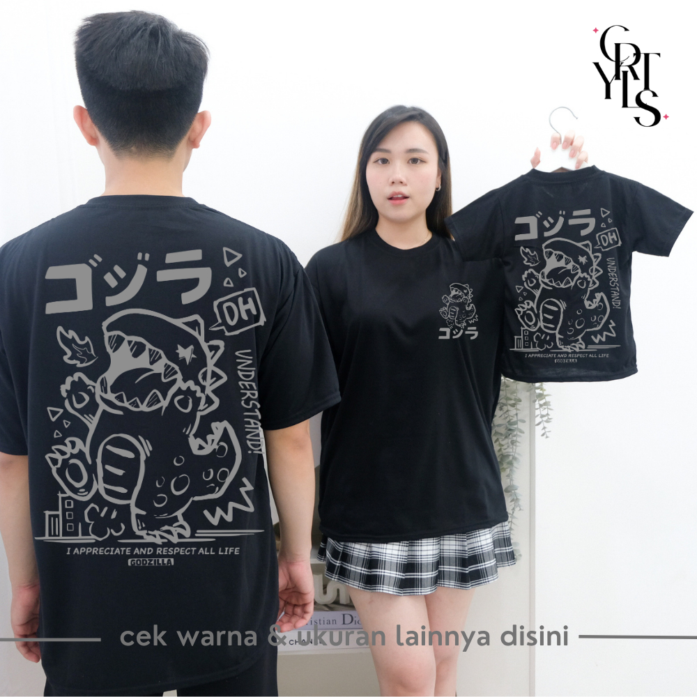 Carotyles GOZILLA STRIP เสื้อยืด Tops คู่ครอบครัวผู้หญิงผู้ชายเด็กผู้หญิง