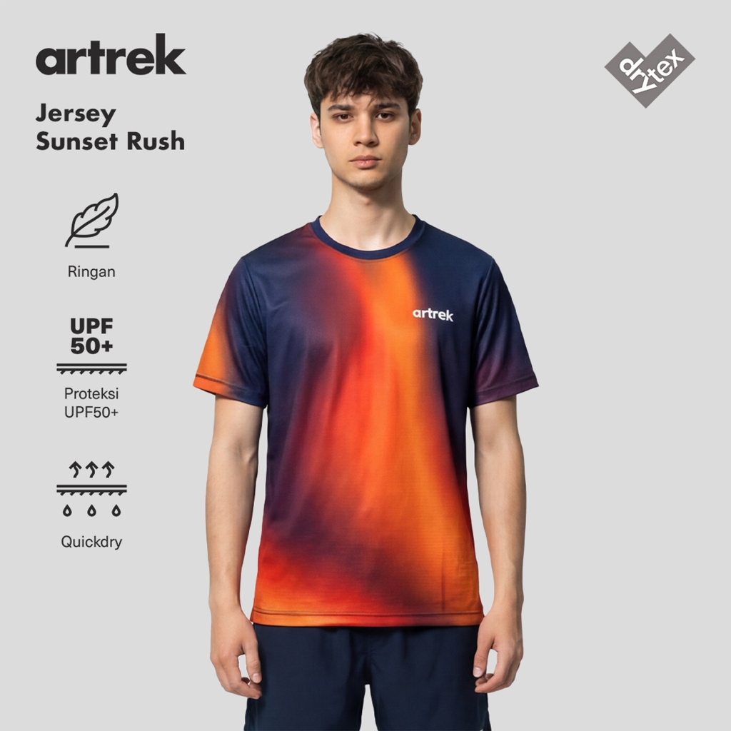 Artrek Jersey Sunset Rush Regular Men TREKKING PADEL TENNIS HIKING RUNNING GYM Dry Fit QUICK DRY UPF50 LIGHT