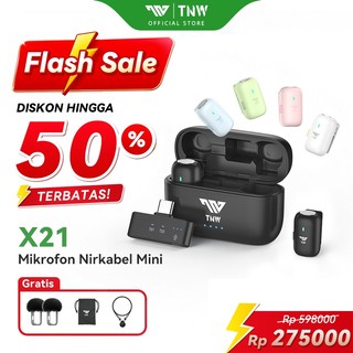 TNW X21 Mini Wireless Microphone Lavalier Mic Plug & Play Clip On Mikrofon Dengan AI Sound Card