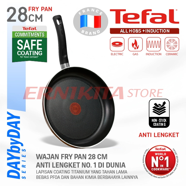TEFAL DAY BY DAY FRY PAN 28CM กระทะไม่ติดกระทะเคลือบไทเทเนียม กระติกน้ําร้อน รับประกัน 1 ปี