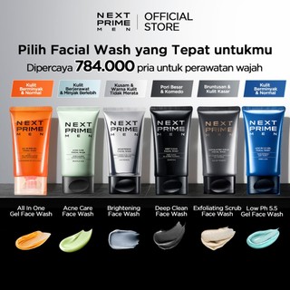 NEXTPRIME Men Facial Wash 100gr All Variant | Mencerahkan / Merawat kulit berjerawat / Kontrol tampilan minyak / Acne / sabun cuci muka / sabun muka pria / pembersih wajah / pencuci muka / sabun wajah / cleanser / skincare pria/ next prime men face wash