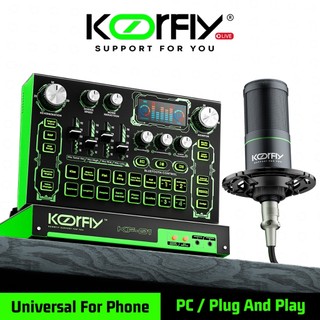 Paket Lengkap-Koorfly Kf01 Paling Professional Live Soundcard Live Mixer - 48V Recording/4 DIY Efek Suara/LED Layar - Fungsi Yang Paling Komprehensif Audio Livestream Karaoke SoundCard