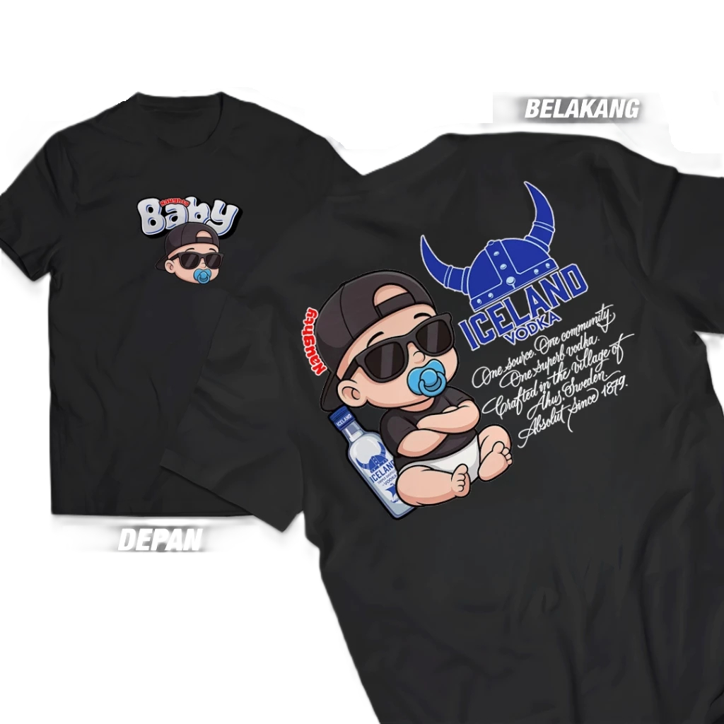 เสื้อยืด BABY ICELAND VODKA/ BABY ICELAND VODKA Distro เสื้อยืด/ เสื้อยืดผู้ชายและผู้หญิง