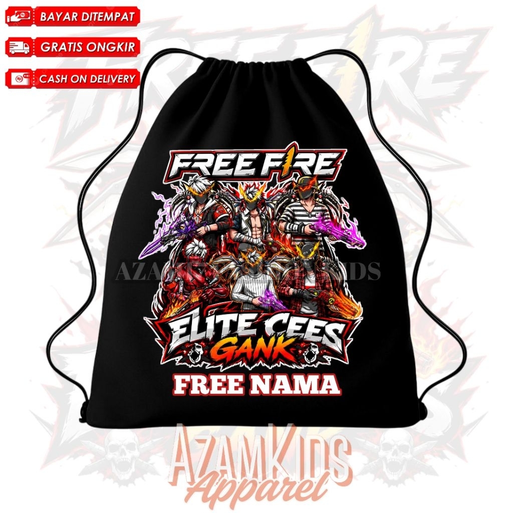 Elite Cees Gank FF Free Fire Character Childrens String Bag / FF Elite Cees Gank Childrens Backpack 