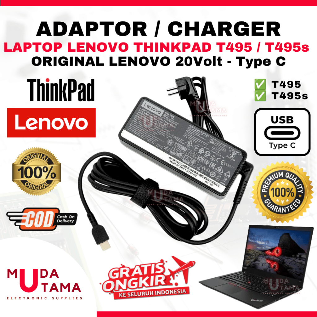 Original LENOVO Thinkpad T495 T495s Type C อะแดปเตอร์ชาร์จแล็ปท็อป - LENOVO Thinkpad T495 แล็ปท็อปอะ