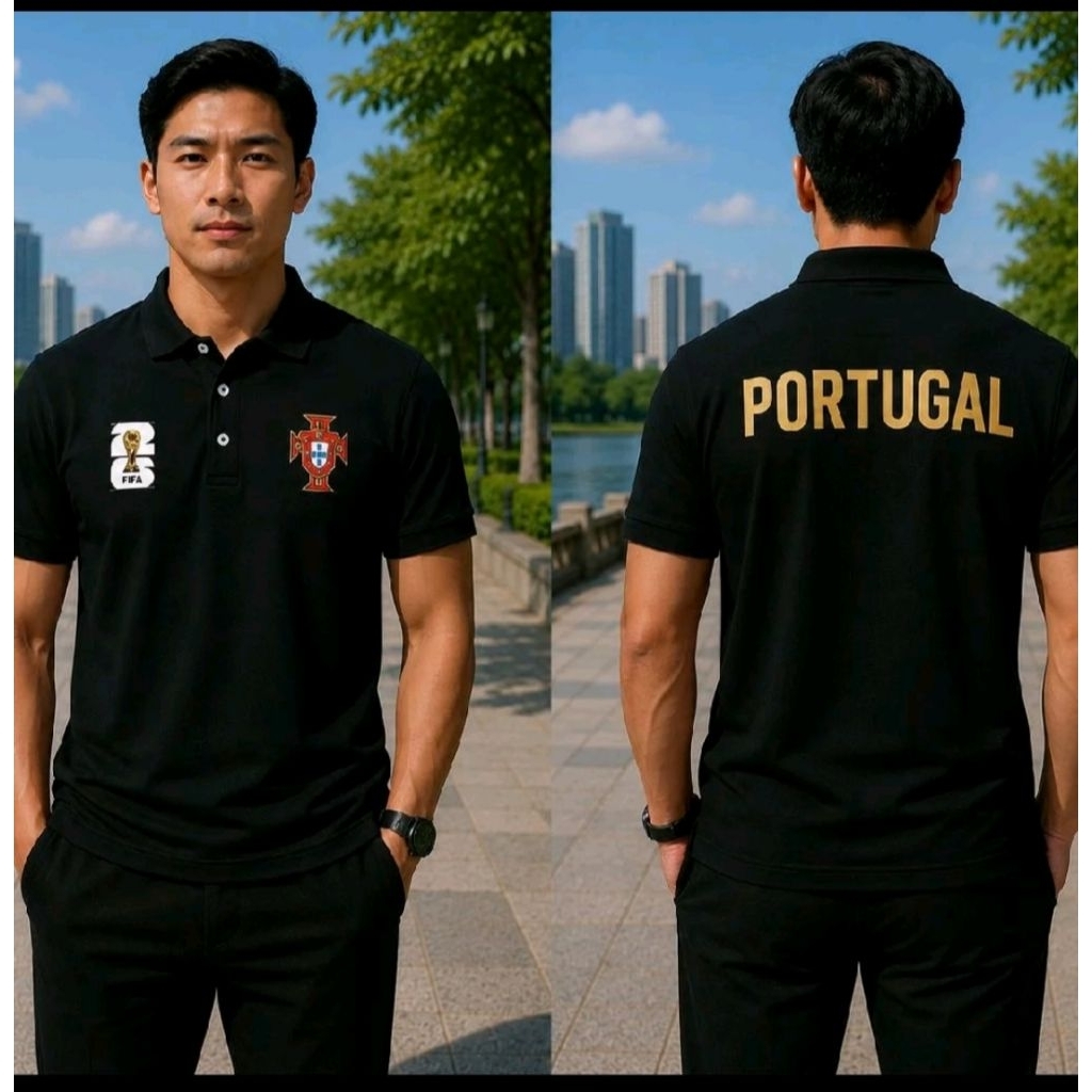 PORTUGAL WORLD CUP COLLAR POLO SHIRT PREMIUM QUALITY เสื้อเชิ้ตผู้ชาย