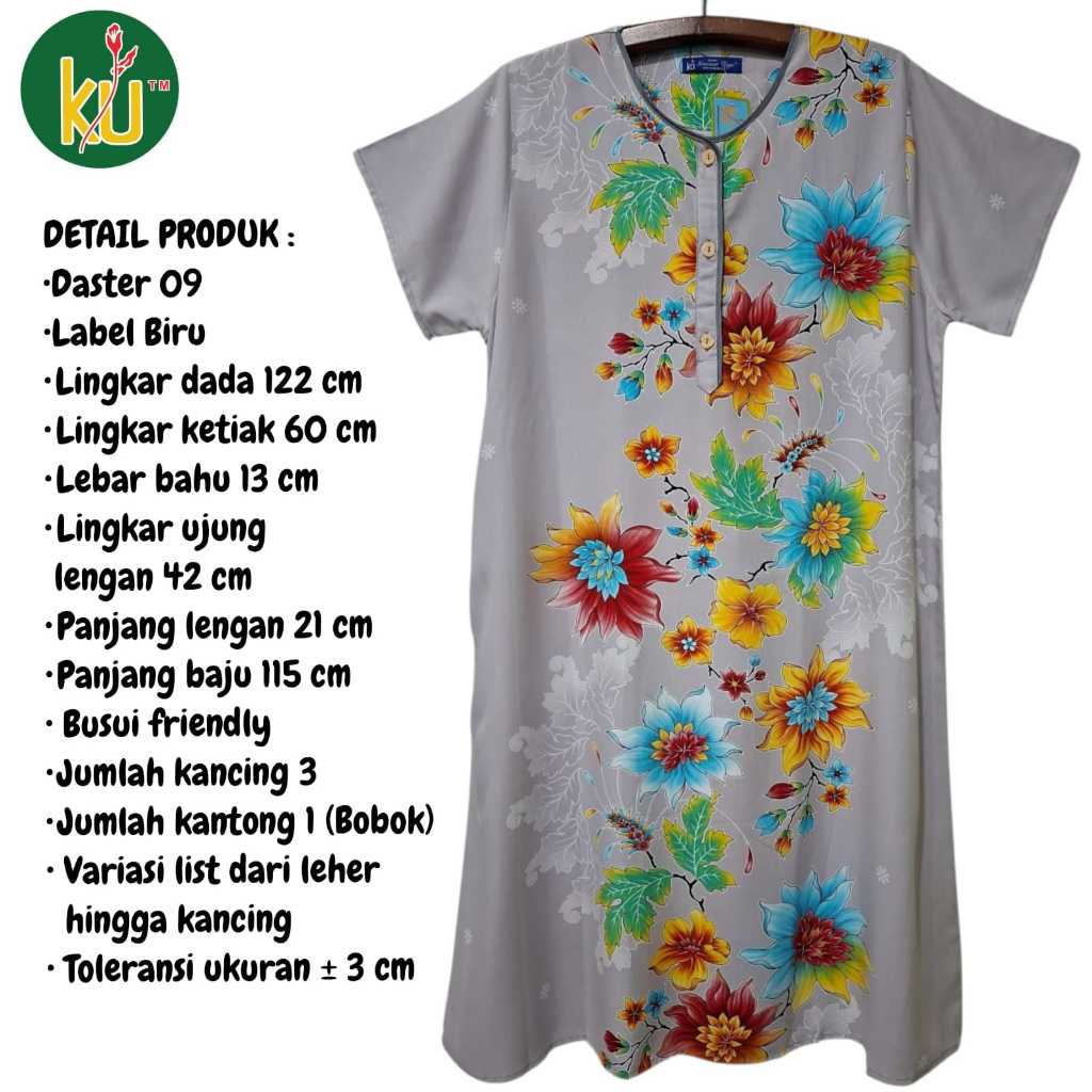 Kencana Ungu Daster 09 PPsT Blue Label Stem KUB LD 122 3 ปุ่มพยาบาลแม่กระเป๋าด้านข้างคอรายการที่แตกต